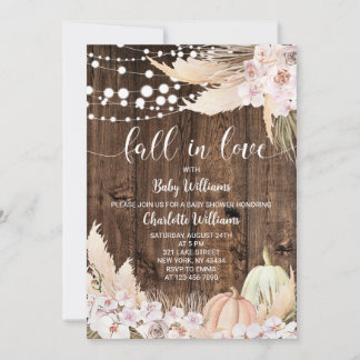 Boho-Kürbis-Herbstliebes-Baby-Party Einladung