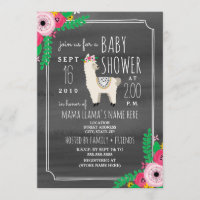 Boho Lama-laden dunkelgraue Aquarell-Babyparty ein