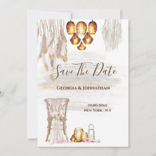 Boho Land Makrame-Saitenleuchten Federlattern Save The Date