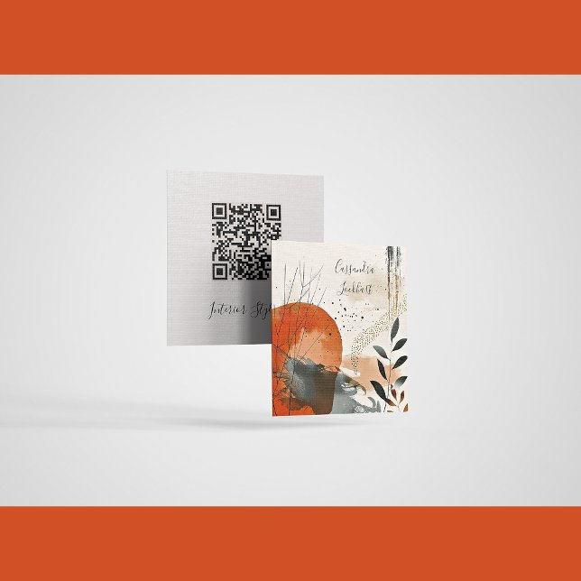 Boho Landscape Abstrakter QR-Code Calling Card Telefonnummerkarte (Von Creator hochgeladen)