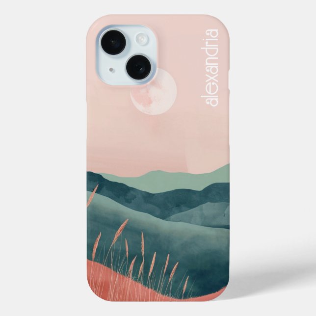 Boho Landschaft Abstrakte Berge mit Namen Case-Mate iPhone Hülle (Rückseite)