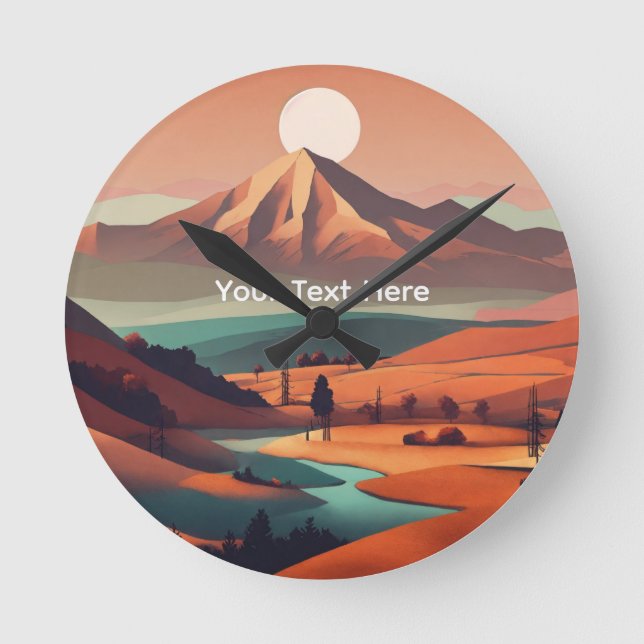 Boho-Landschaft  Runde Wanduhr (Vorderseite)
