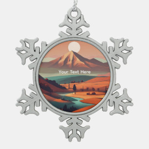 Boho-Landschaft Schneeflocken Zinn-Ornament