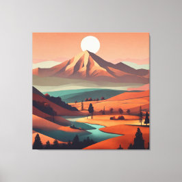 Boho landschaft - Stretchierte Canvas Print (Quad) Leinwanddruck