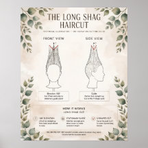 Boho-Langer-Shag-Haarschnitt-Diagramm-Poster - 180