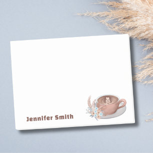 Boho Latte mit Personalisierten Blume Post-it Klebezettel