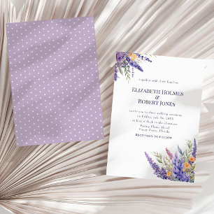 Boho Lavendel Flieder Aquarell Wildblumen Hochzeit Einladung