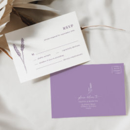 Boho Lavender Floral Minimalistisch Wedding RSVP C