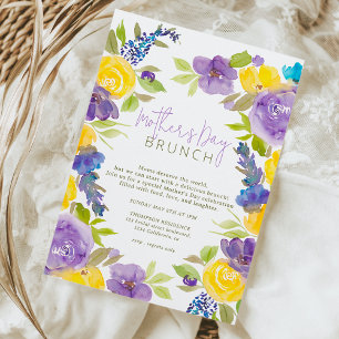 Boho lavender gelb blühende Mutter Einladung