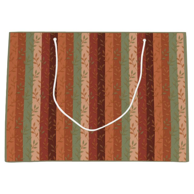 Boho Leaf Pattern Rustikale Wohngestaltung Große Geschenktüte (Vorderseite)