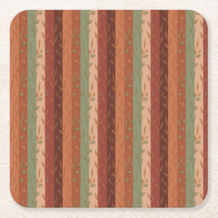 Boho Leaf Pattern Rustikale Wohngestaltung Rechteckiger Pappuntersetzer