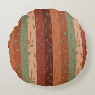 Boho Leaf Pattern Rustikale Wohngestaltung Rundes Kissen