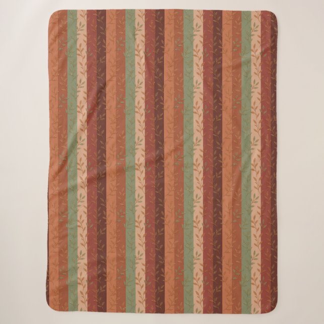 Boho Leaf Pattern Rustikale Wohngestaltung Sherpadecke (Vorderseite)