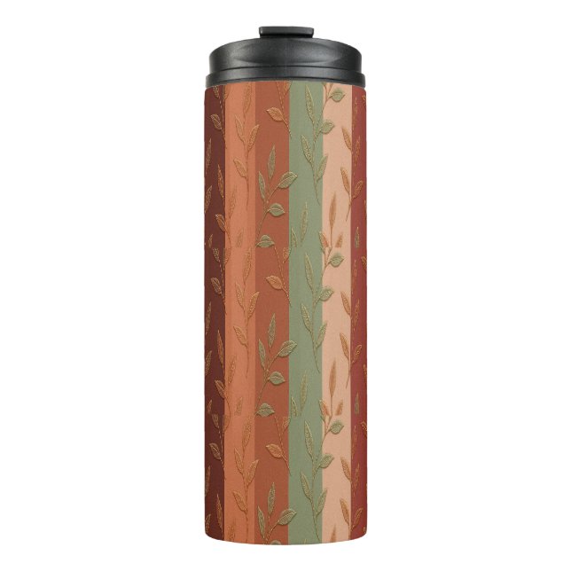 Boho Leaf Pattern Rustikale Wohngestaltung Thermosbecher (Vorderseite)