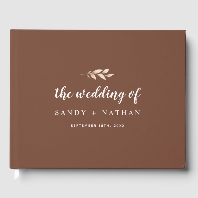 Boho Leaf Wedding Guest Book Gästebuch (Vorderseite)