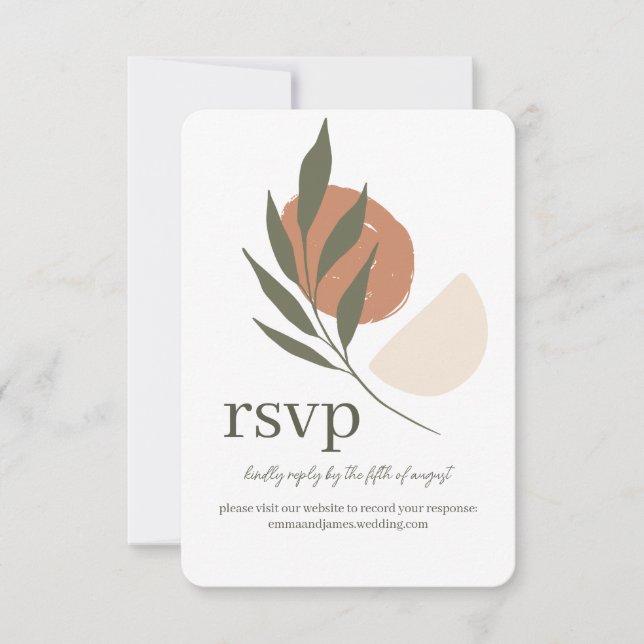 Boho Leafy Response UAWG Wedding Site Card RSVP Karte (Vorderseite)