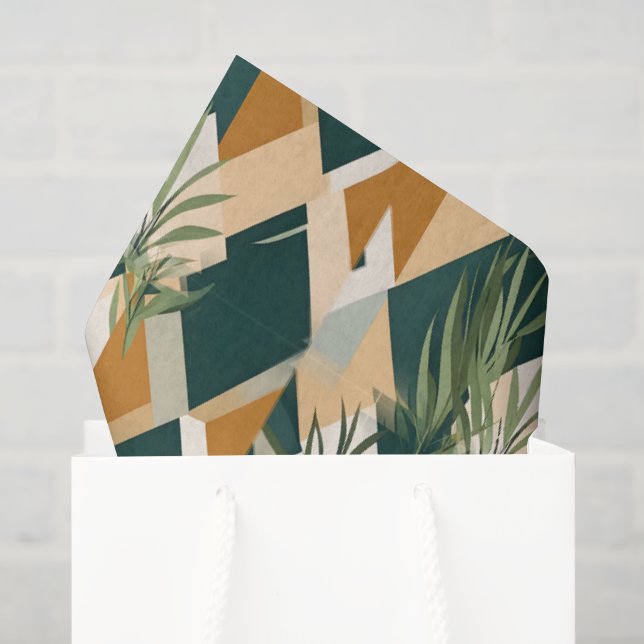 Boho Leaves and Geometric Shapes Seidenpapier (Geschenktüte)