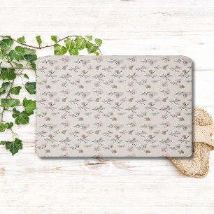 Boho Leaves Botanische Beige Creme Pink Schwarz Badematte