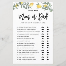 Boho Lemon rät, wer Mama oder Vater Baby Duschspie