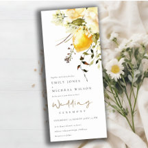 Boho Lemon Yellow Watercolor Floral Wedding