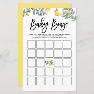 Boho Lemons Babydusche Bingo Game