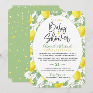 Boho Lemons Gender-Neutral Virtual Baby Shower Einladung