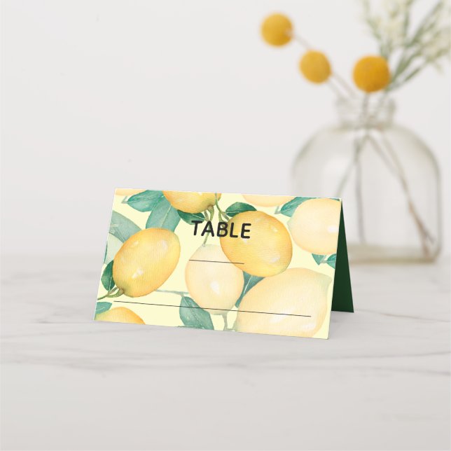 Boho Lemons und Greenerity Wedding Placecards Platzkarte (Vorderseite)