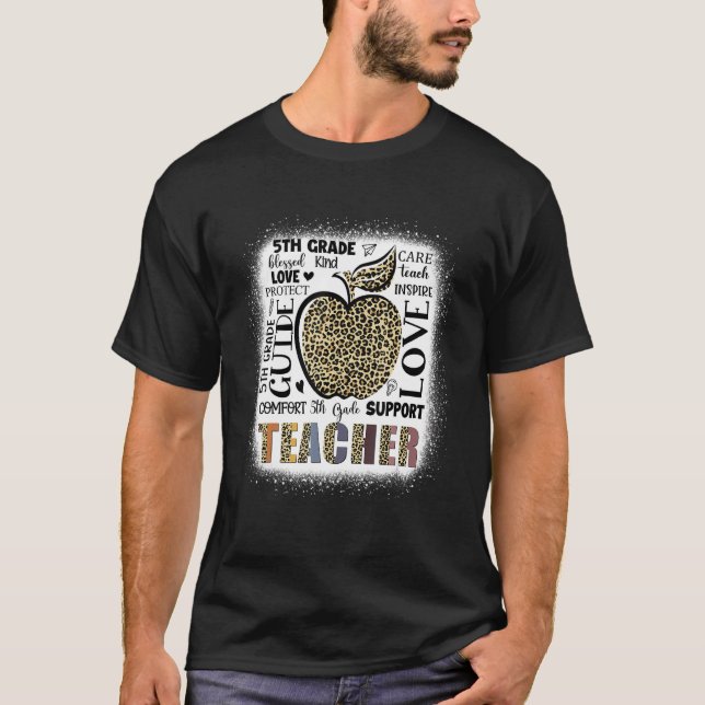 Boho Leopard Apple 5th Grade Teacher Welcome Back  T-Shirt (Vorderseite)