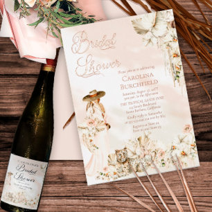 Boho Leopard Frauen-Tropen-Blumen-Brautparty Folieneinladung
