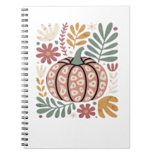 Boho Leopard Kürbis Herbst � Retro Herbst Floral H Notizblock