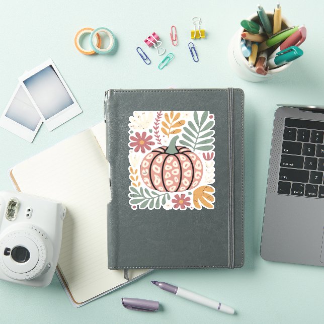 Boho Leopard Pumpkin Fall � Retro Autumn Floral Ha Aufkleber (iPad Hülle)