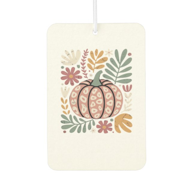 Boho Leopard Pumpkin Fall � Retro Autumn Floral Ha Autolufterfrischer (Vorderseite)