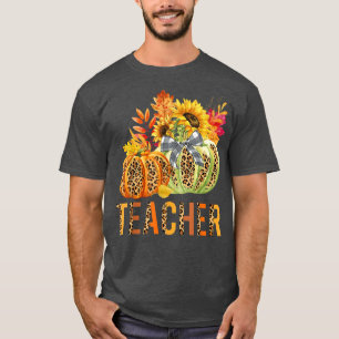 Boho Leopard Pumpkins Lehrer Herbst Thanksgi T-Shirt