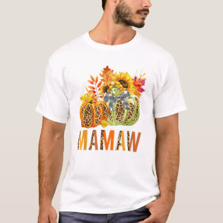 Boho Leopard Pumpkins Mamaw Fall T-Shirt