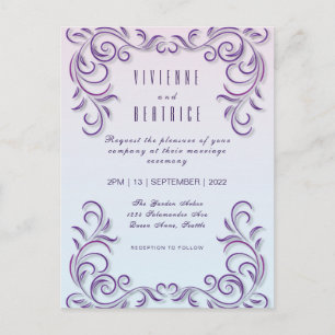 Boho Lesbian Wedding Lilac Einladung Postkarte