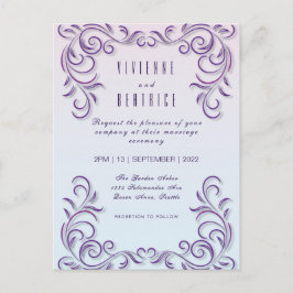 Boho Lesbian Wedding Lilac Einladung Postkarte