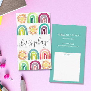 Boho Let's Play Rainbow & Suns Playdate Mommy Telefonnummerkarte