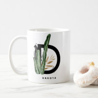 Boho Letter D Monogram | Tropisches Kaktus-Monogra