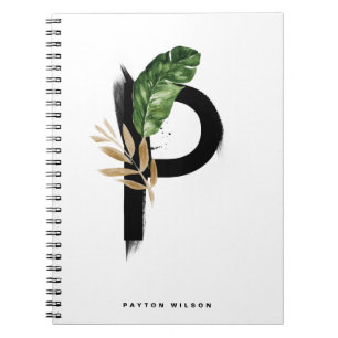 Boho Letter P Monogram Palm Blätter Tropical Notizblock