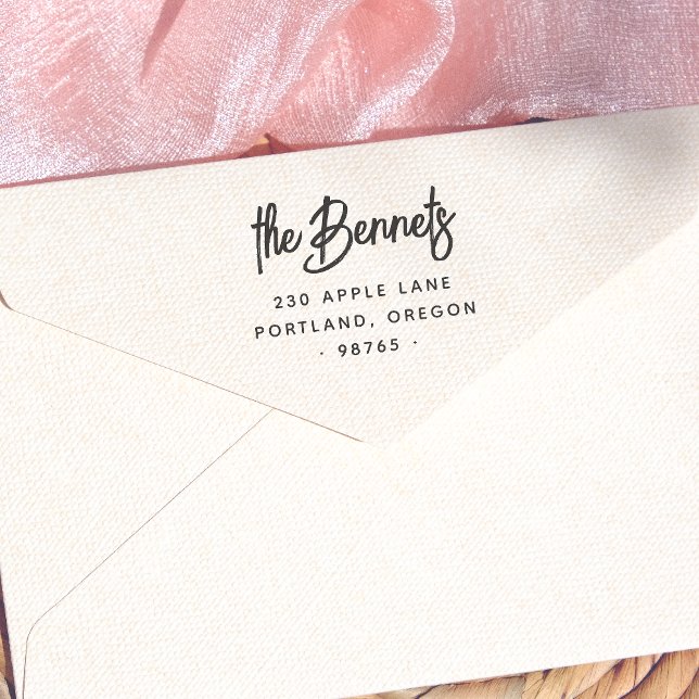 Boho Letting Familienname & Rücksendeadresse Permastempel (Rubber Stamp Mock-up)