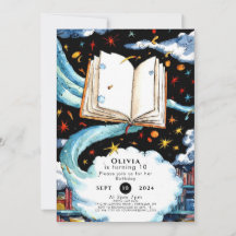 Boho Library Simple Storybook Birthday