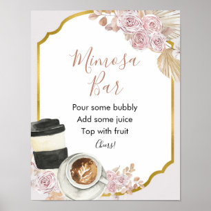 Boho Liebe Braut Brautparty Mimosa Bar Sign Poster