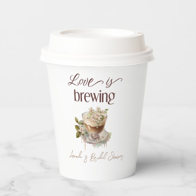 Boho Liebe bricht Blumenbrunch Brautparty Brunch Pappbecher (Vorderseite)