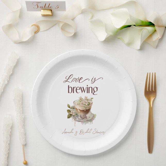 Boho Liebe bricht Blumenbrunch Brautparty Brunch Pappteller (Hochzeit)