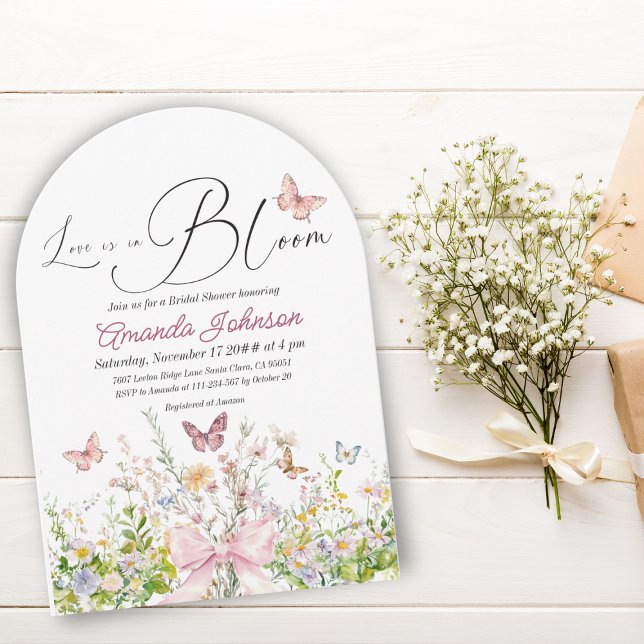 Boho Liebe in Boom Wildblume Bow Brautparty Einladung (Von Creator hochgeladen)