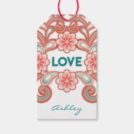 Boho Liebe Romantische Valentine grün und rot Geschenkanhänger