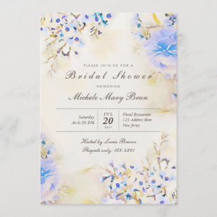 Boho Light Blue Floral Brautparty Einladung