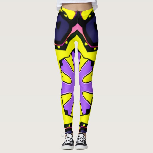Boho lila, blau, rosa Design. Erstellen einer Anwe Leggings (Vorderseite)