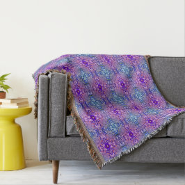 Boho Lila Blue Blume Muster Throw Blanket Decke