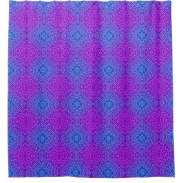 Boho Lila Blue Diamond Weave Muster Duschvorhang